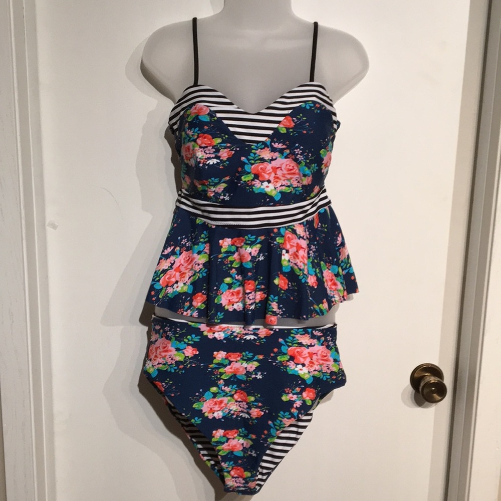 CupShe high waisted reversible bottom tankini